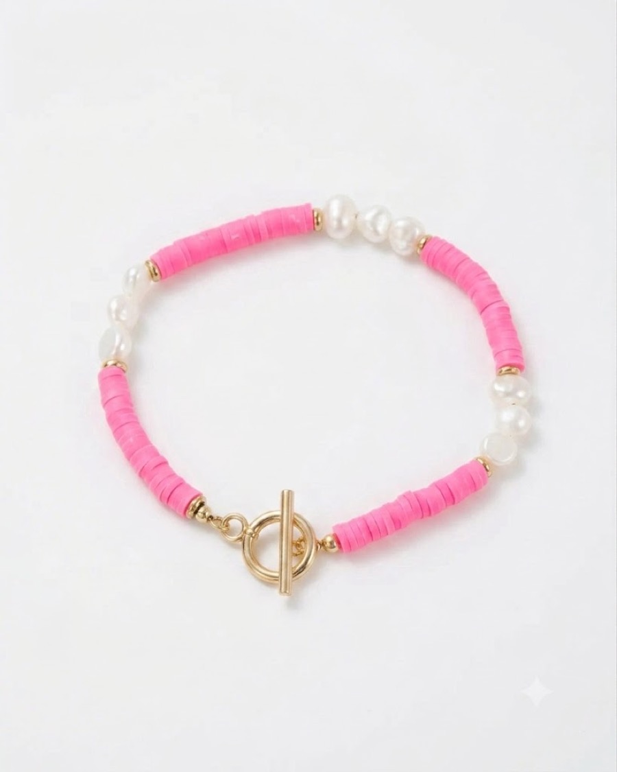 Roze Rowie armband met parels